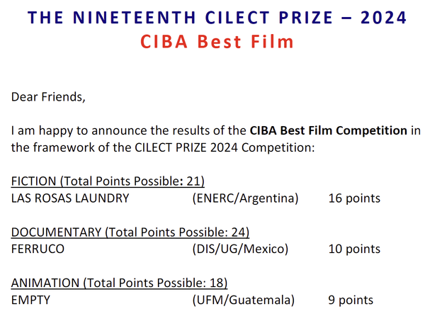 [세계 영화·TV·미디어 대학 연합 이베로-아메리카 지역 부문 수상작]