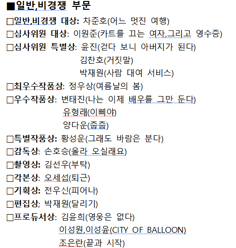 [제14회 충무로단편독립영화제 수상작]