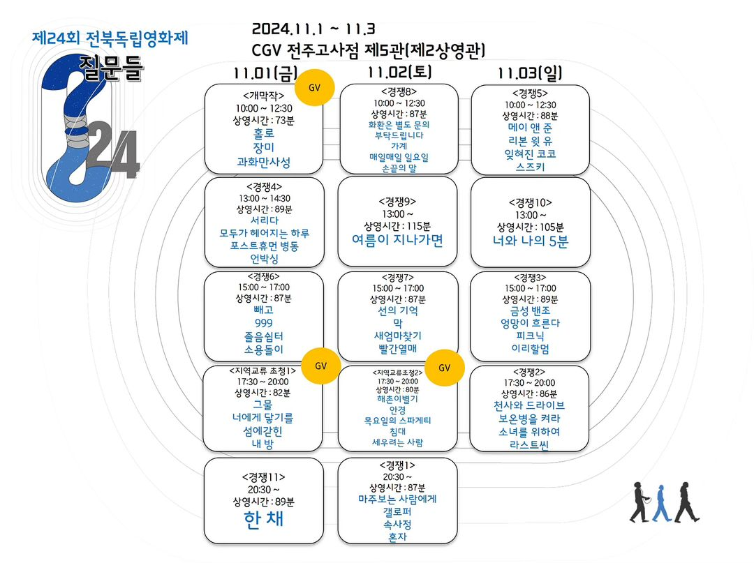[제24회 전북독립영화제 상영작과 상영시간표]